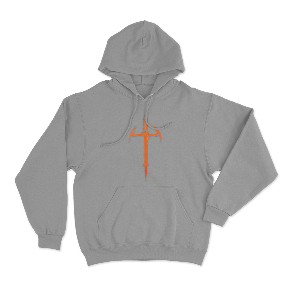 Orange Sword Symbol Unisex Hoodie Grey Orange Sword Symbol Unisex Hoodie Grey
