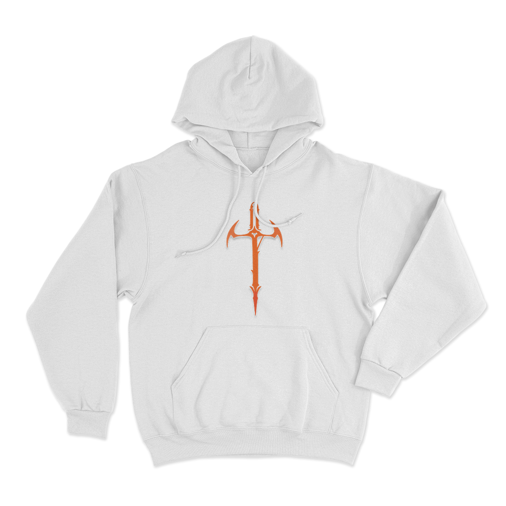 Orange Sword Symbol Unisex Hoodie White Orange Sword Symbol Unisex Hoodie White